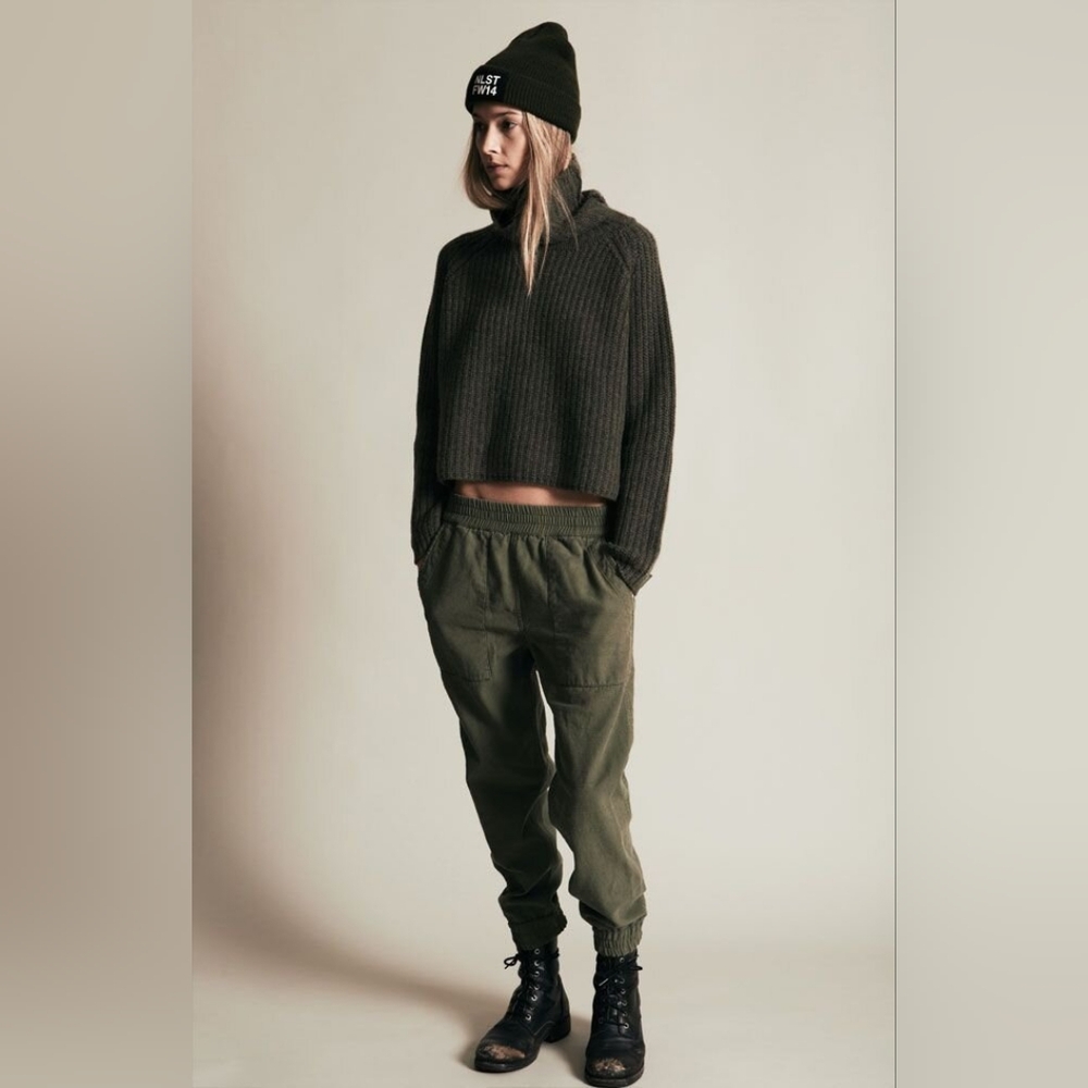 NLST F/W15 Utility Japanese Cotton Military Pull On Jogger In Olive Green